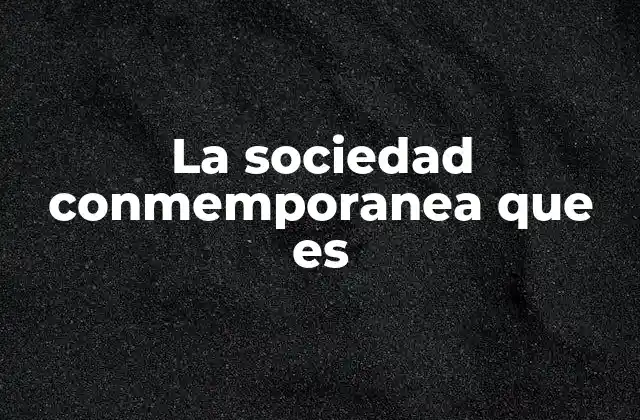 La Sociedad Conmemporanea que es