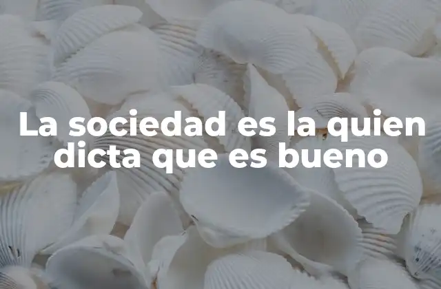 La Sociedad es la Quien Dicta que es Bueno