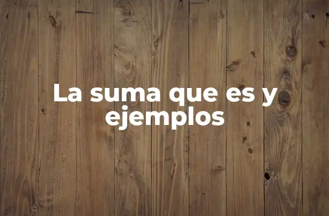 La Suma que es y Ejemplos