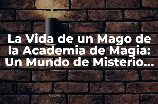 La Vida de un Mago de la Academia de Magia: un Mundo de Misterio y Aventura