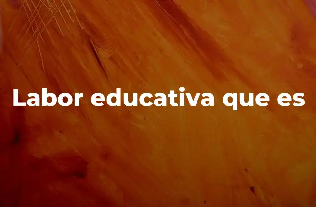 Labor Educativa que es