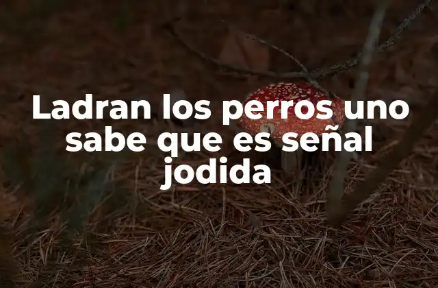 Ladran los Perros Uno Sabe que es Señal Jodida