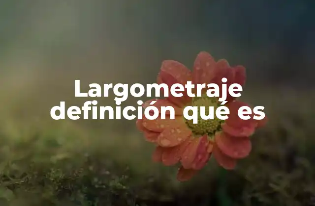 Largometraje Definición Qué es