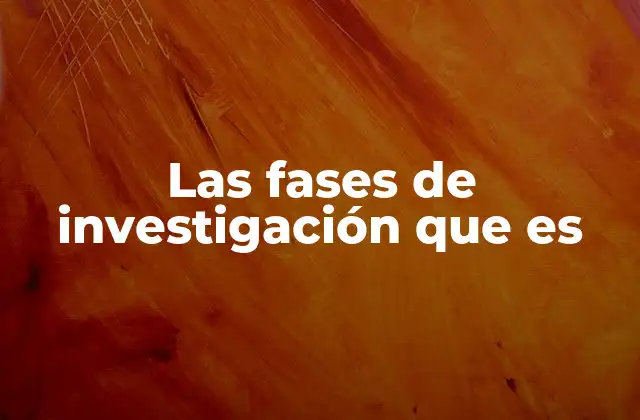 Las Fases de Investigación que es
