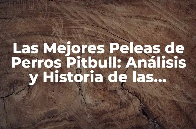 Las Mejores Peleas de Perros Pitbull: Análisis y Historia de las Luchas Caninas Más Famosas