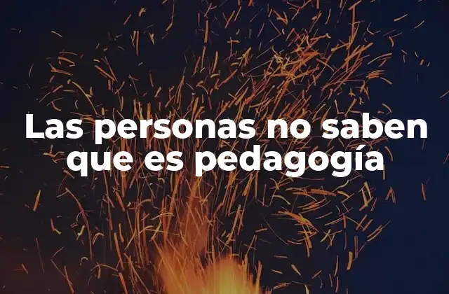 Las Personas No Saben que es Pedagogía