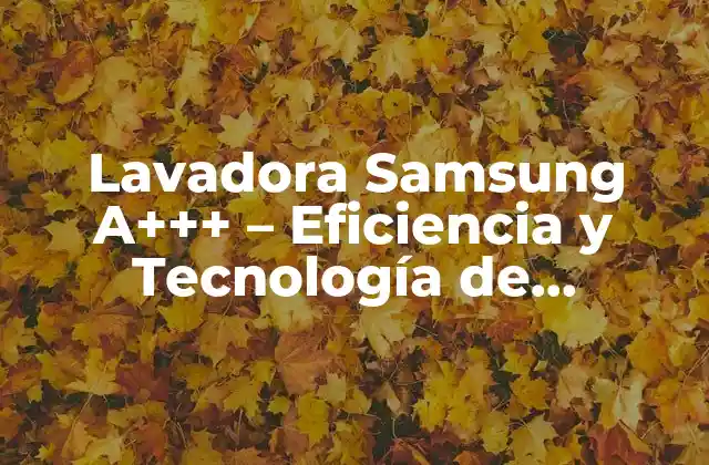 Lavadora Samsung A+++ – Eficiencia y Tecnología de Vanguardia