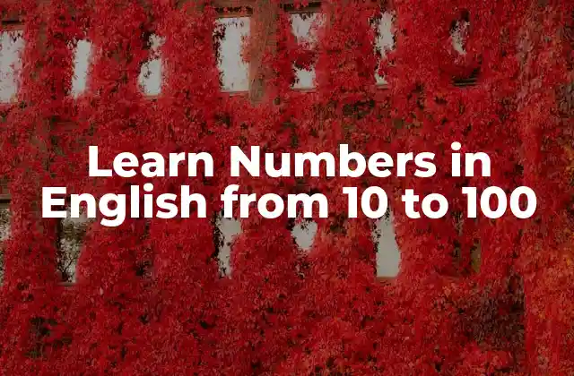 Learn Numbers In English From 10 To 100