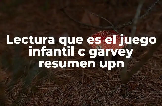 Lectura que es el Juego Infantil C Garvey Resumen Upn