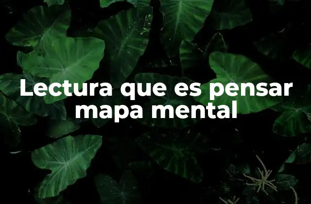 Lectura que es Pensar Mapa Mental