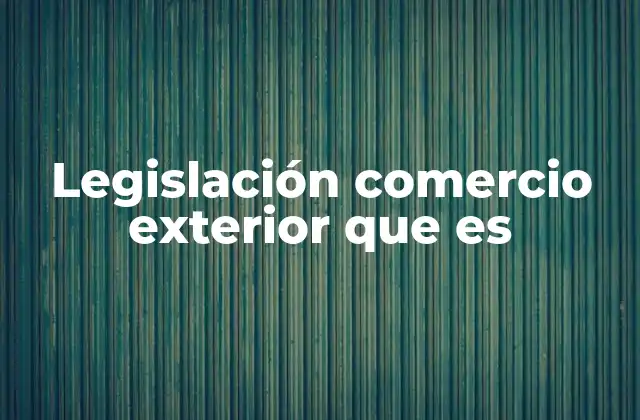 Legislación Comercio Exterior que es