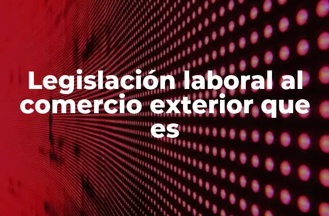 Legislación Laboral Al Comercio Exterior que es