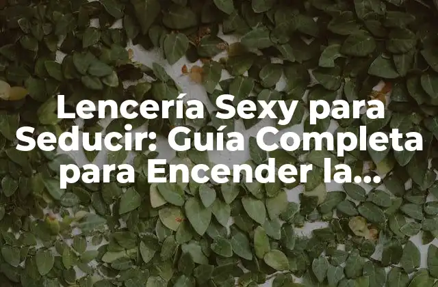 Lencería Sexy para Seducir: Guía Completa para Encender la Pasion