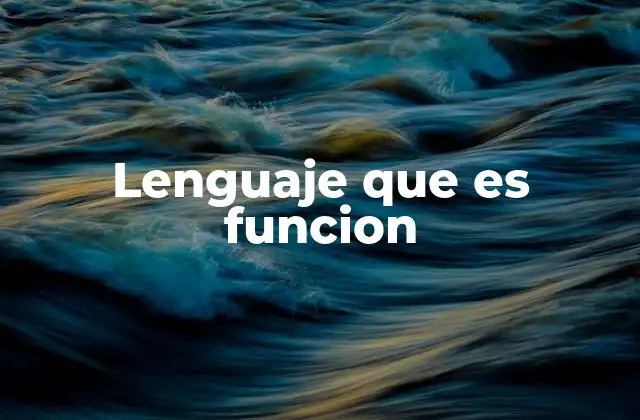 Lenguaje que es Funcion