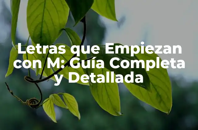 Letras que Empiezan con M: Guía Completa y Detallada 2 Características de las Letras que Empiezan con M