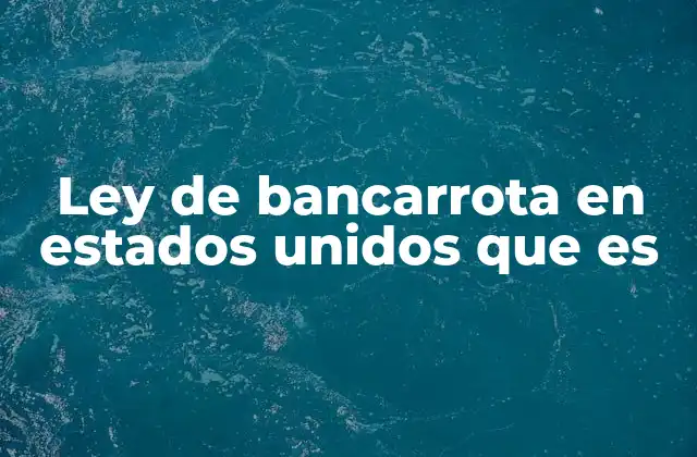 Ley de Bancarrota en Estados Unidos que es