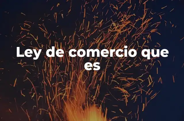 Ley de Comercio que es