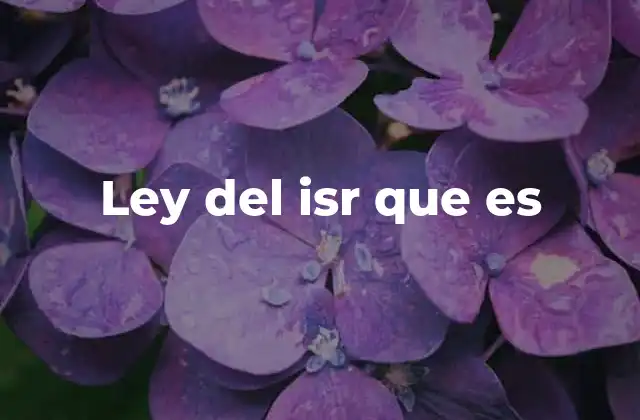 Ley Del Isr que es