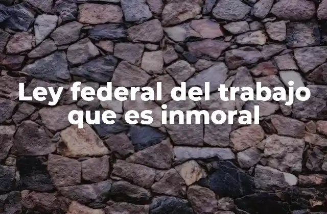 Ley Federal Del Trabajo que es Inmoral