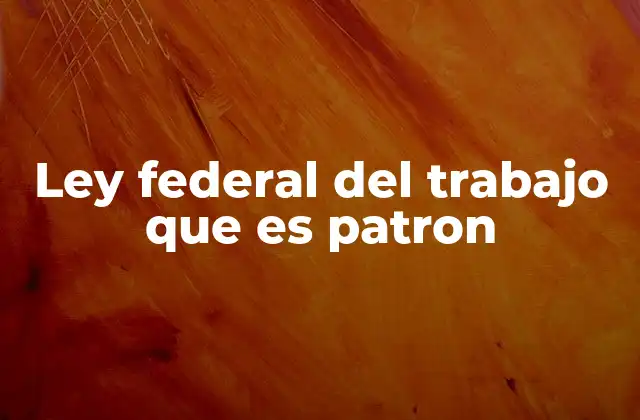 Ley Federal Del Trabajo que es Patron
