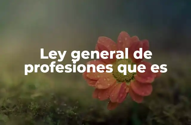 Ley General de Profesiones que es