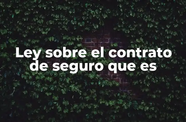 Ley sobre el Contrato de Seguro que es