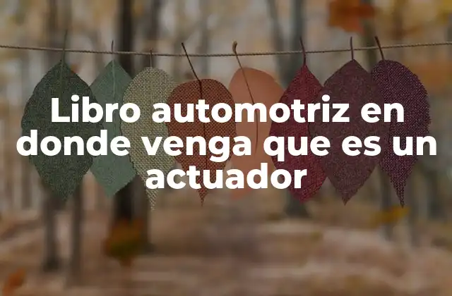 Libro Automotriz en Donde Venga que es un Actuador
