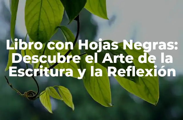 Libro con Hojas Negras: Descubre el Arte de la Escritura y la Reflexión