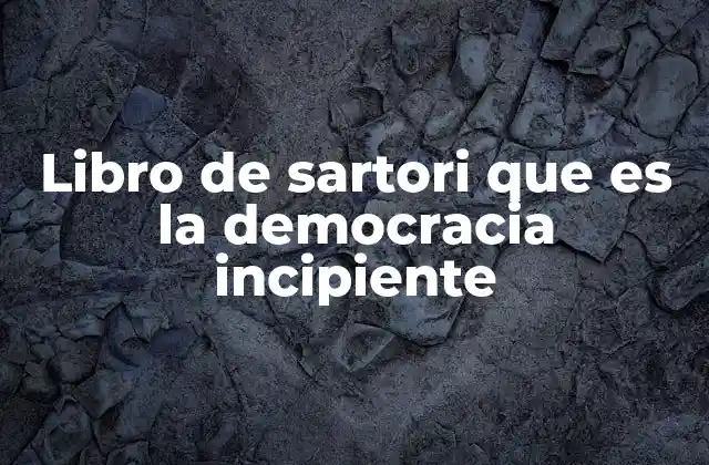 Libro de Sartori que es la Democracia Incipiente 2 El proceso de transición democrática