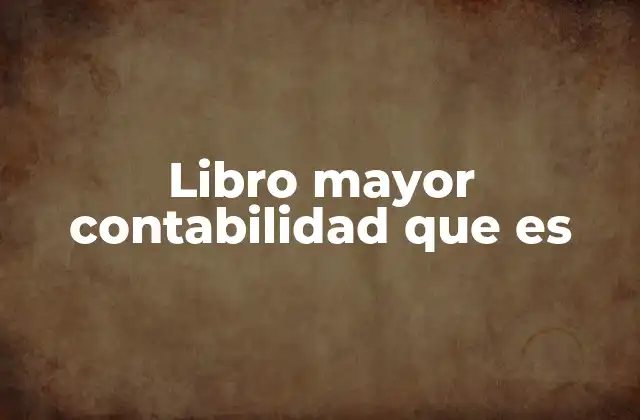 Libro Mayor Contabilidad que es
