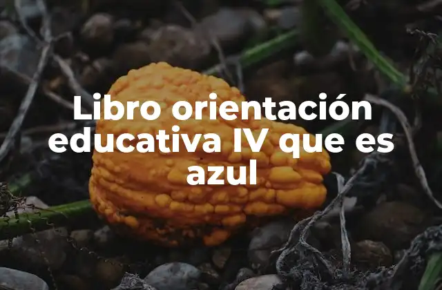 Libro Orientación Educativa Iv que es Azul