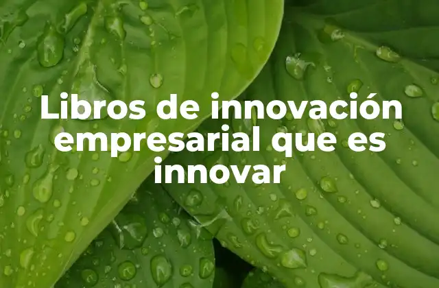 Libros de Innovación Empresarial que es Innovar