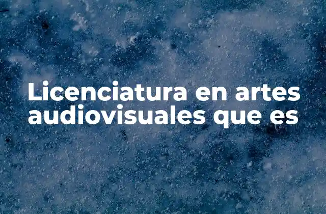 Licenciatura en Artes Audiovisuales que es