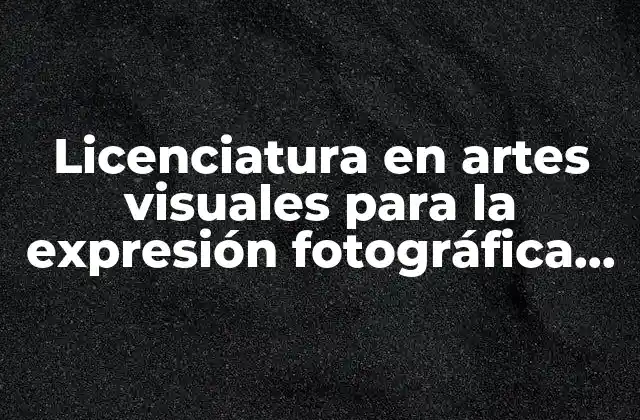 Licenciatura en Artes Visuales para la Expresión Fotográfica que es