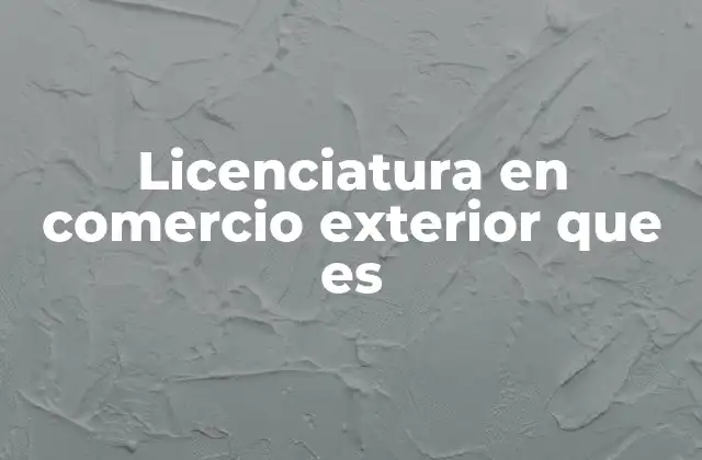 Licenciatura en Comercio Exterior que es