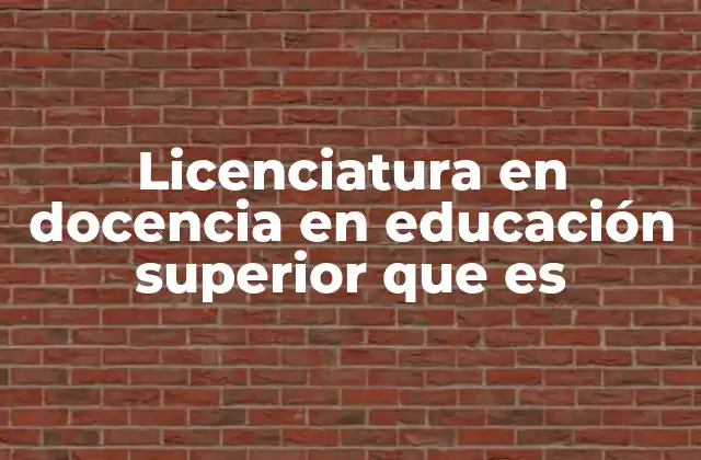 Licenciatura en Docencia en Educación Superior que es