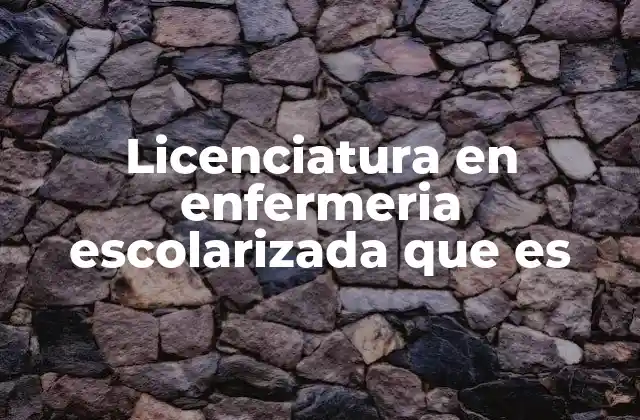 Licenciatura en Enfermeria Escolarizada que es