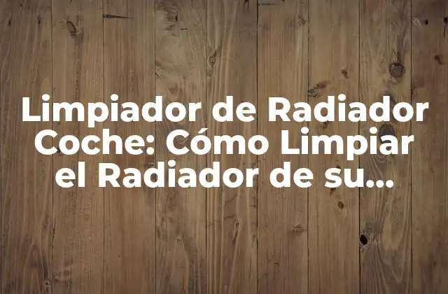 Limpiador de Radiador Coche: Cómo Limpiar el Radiador de Su Vehículo