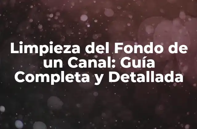 Limpieza Del Fondo de un Canal: Guía Completa y Detallada