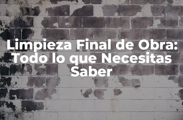 Limpieza Final de Obra: Todo Lo que Necesitas Saber