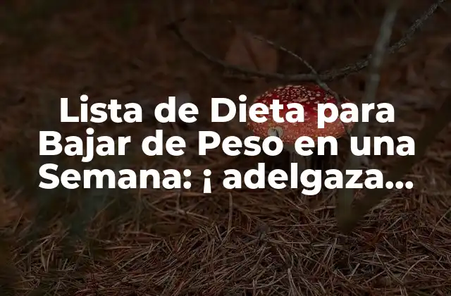 Lista de Dieta para Bajar de Peso en una Semana: ¡ Adelgaza Rápido y Seguro!
