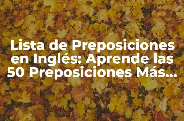 Lista de Preposiciones en Inglés: Aprende las 50 Preposiciones Más Comunes