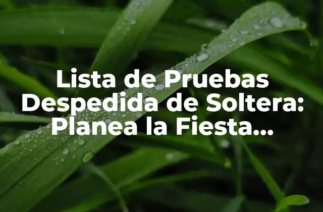 Lista de Pruebas Despedida de Soltera: Planea la Fiesta Perfecta