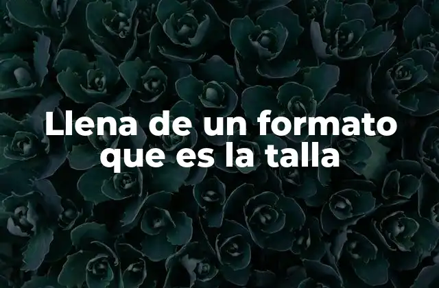 Llena de un Formato que es la Talla