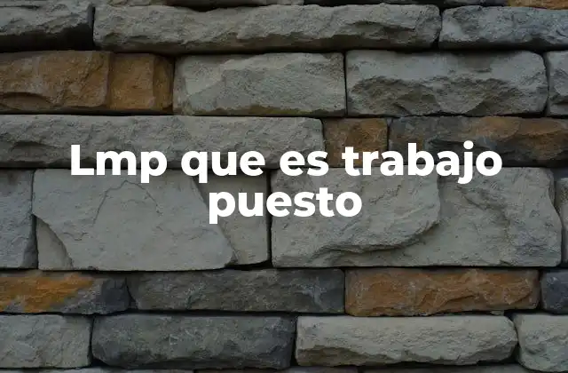 Lmp que es Trabajo Puesto