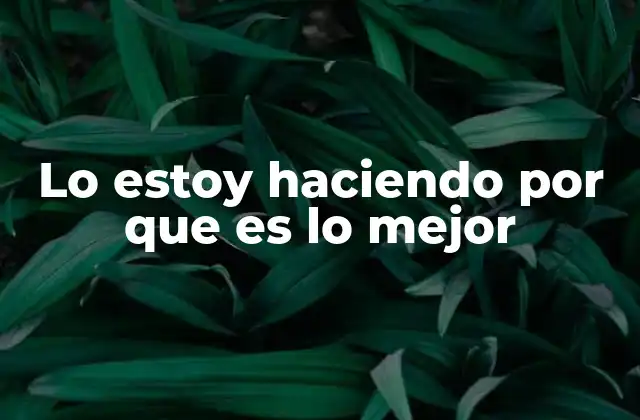 Lo Estoy Haciendo por que es Lo Mejor