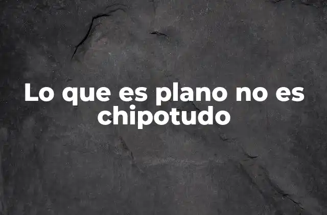 Lo que es Plano No es Chipotudo
