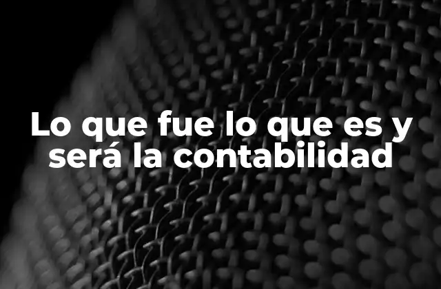 Lo que Fue Lo que es y Será la Contabilidad