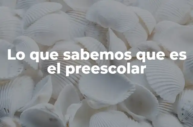 Lo que Sabemos que es el Preescolar