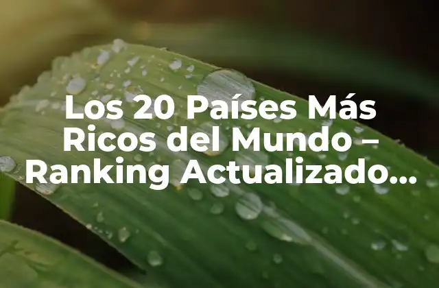 Los 20 Países Más Ricos Del Mundo – Ranking Actualizado 2023